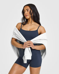SoftMotionâ„¢ Strappy Vest with Built in Bra Shelf with White Logo | True Blue
