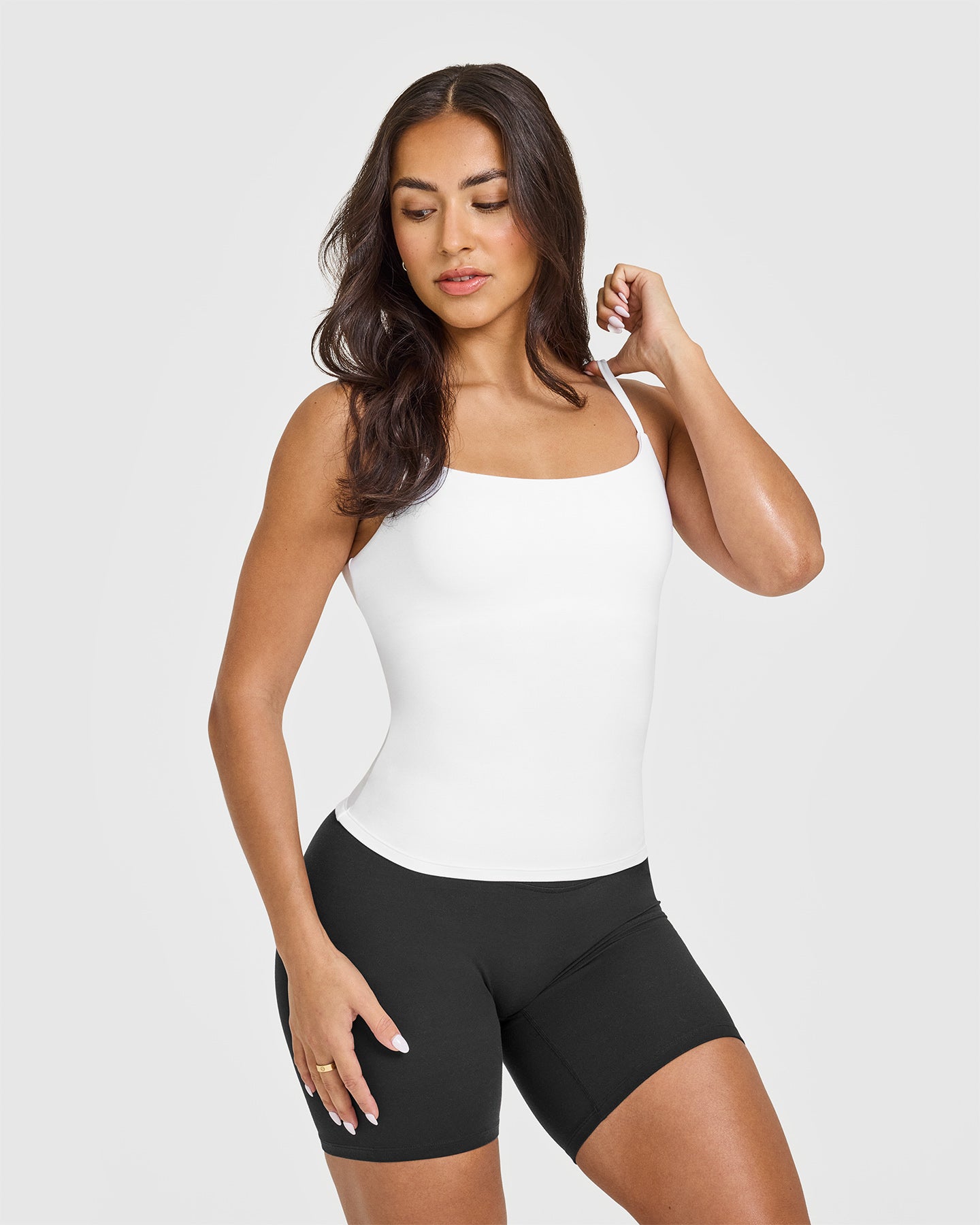 SoftMotionâ„¢ Strappy Vest with Built in Bra Shelf | White