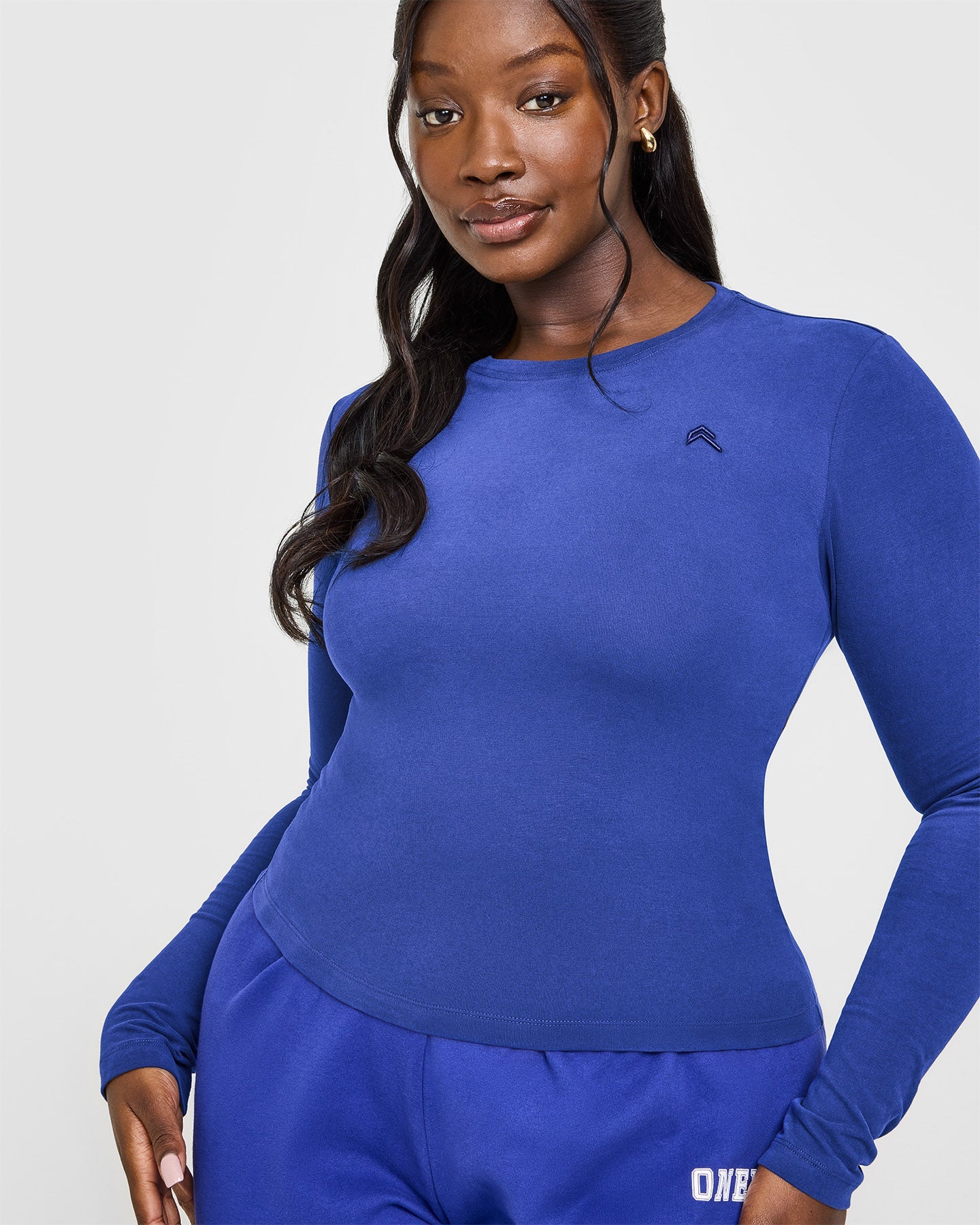 Cotton Icon Long Sleeve Top | Space Blue