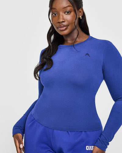 Cotton Icon Long Sleeve Top | Space Blue