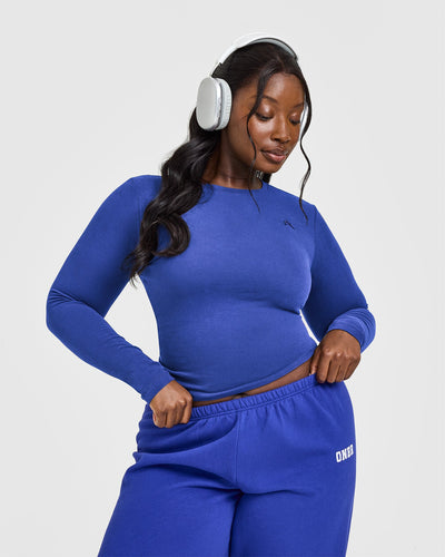 Cotton Icon Long Sleeve Top | Space Blue