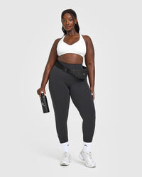 Effortless Seamless Racer Back Sports Bra with White Logo | White