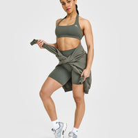 EasyLiftâ„¢ Halter Bralette with White Logo | Dark Khaki