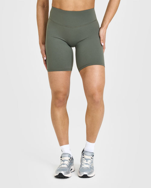 Oner Modal SoftMotionâ„¢ Cycling Shorts 8" with White Logo | Dark Khaki