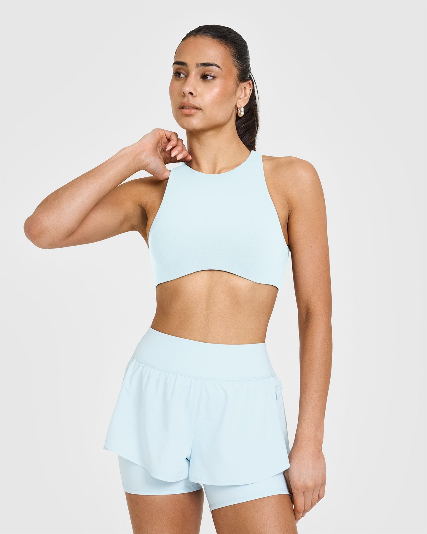 SoftMotionâ„¢ High Neck Sports Bra | Cloud Blue