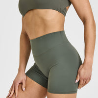 SoftMotion™ Shorts 6" with White Logo | Dark Khaki