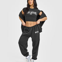 Cotton Baby T-Shirt with Athletic Graphic | Soft Black