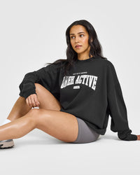 Lightweight Sweatshirt with Athletic Graphic | Soft Black