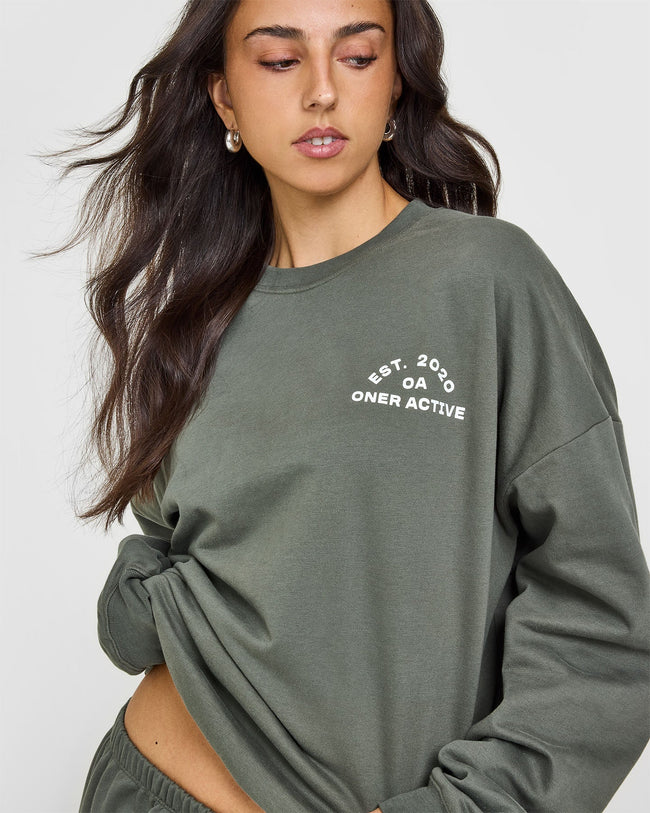 Lightweight Sweatshirt With Graphic | Dark Khaki