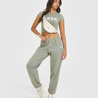 Cotton Baby T-Shirt with Printed Logo | Soft Sage Green