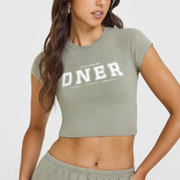 Cotton Baby T-Shirt with Printed Logo | Soft Sage Green