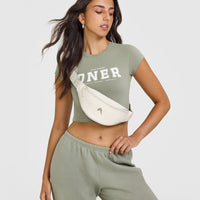 Cotton Baby T-Shirt with Printed Logo | Soft Sage Green