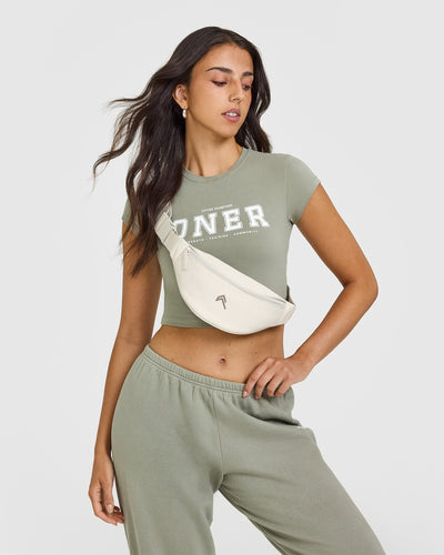 Cotton Baby T-Shirt with Printed Logo | Soft Sage Green