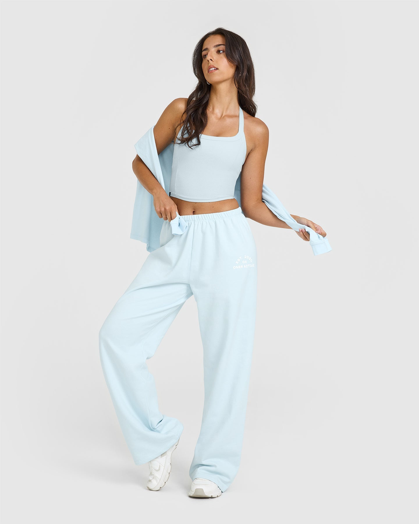 Lightweight Straight Leg Joggers with Graphic | Cloud Blue