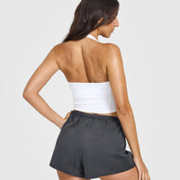 Mellowâ„¢ Rib Halter Neck Mid Vest with Built in Bra Shelf | White