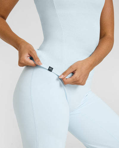 Mellow™ Rib Halter Neck Vest with Built in Bra Shelf | Cloud Blue