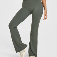 SoftMotionâ„¢ Flared Bottoms with White Logo | Dark Khaki