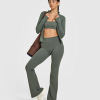 SoftMotionâ„¢ Flared Bottoms with White Logo | Dark Khaki