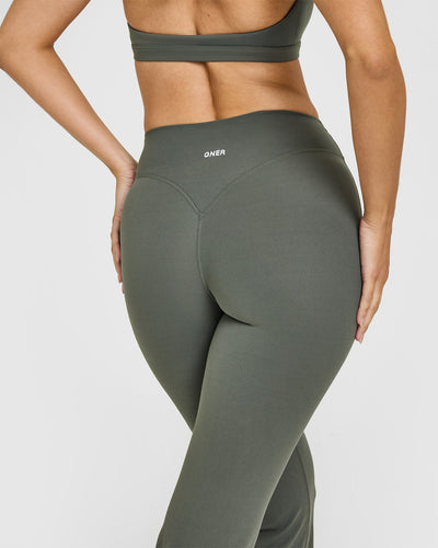 SoftMotionâ„¢ Flared Bottoms with White Logo | Dark Khaki