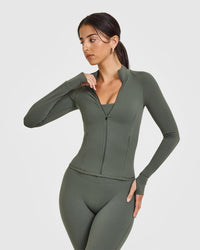 SoftMotion™ Jacket with White Logo | Dark Khaki