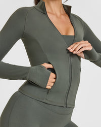 SoftMotion™ Jacket with White Logo | Dark Khaki