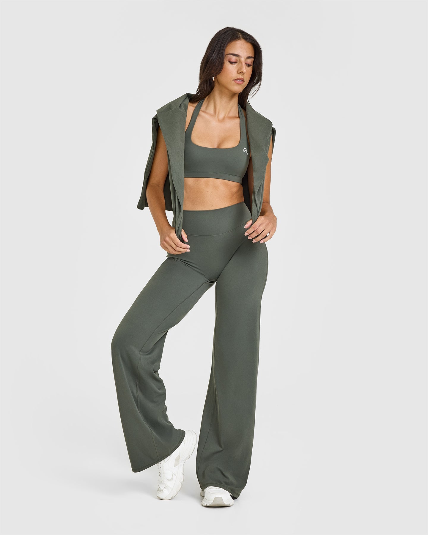 SoftMotionâ„¢ Straight Leg Bottoms with White Logo | Dark Khaki
