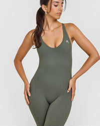 Unified Scoop Back All In One Long | Dark Khaki