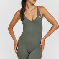 Unified Scoop Back All In One Long | Dark Khaki