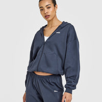 Lightweight Zip Through Hoodie With Oner Logo | True Blue