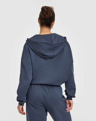 Lightweight Zip Through Hoodie With Oner Logo | True Blue