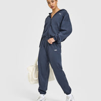 Lightweight Zip Through Hoodie With Oner Logo | True Blue