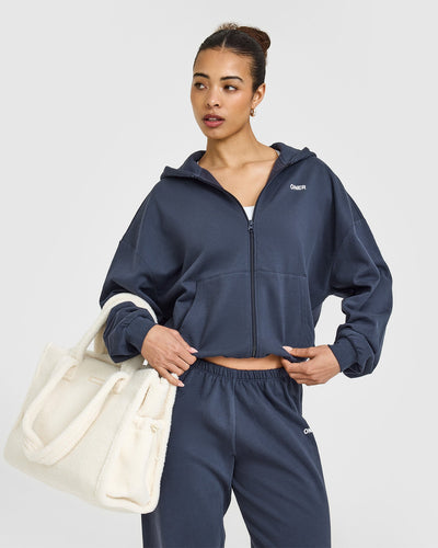 Lightweight Zip Through Hoodie With Oner Logo | True Blue