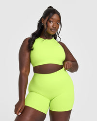 EasyLiftâ„¢ High Neck Sports Bra with White Logo | Citrus Green