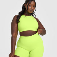 EasyLiftâ„¢ High Neck Sports Bra with White Logo | Citrus Green