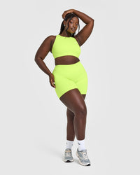 EasyLiftâ„¢ High Neck Sports Bra with White Logo | Citrus Green