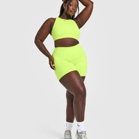 EasyLiftâ„¢ High Neck Sports Bra with White Logo | Citrus Green
