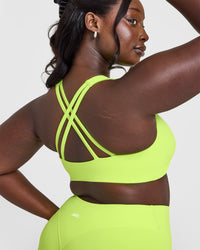 EasyLiftâ„¢ High Neck Sports Bra with White Logo | Citrus Green