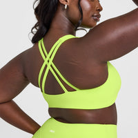 EasyLiftâ„¢ High Neck Sports Bra with White Logo | Citrus Green