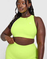 EasyLiftâ„¢ High Neck Sports Bra with White Logo | Citrus Green