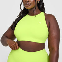 EasyLiftâ„¢ High Neck Sports Bra with White Logo | Citrus Green