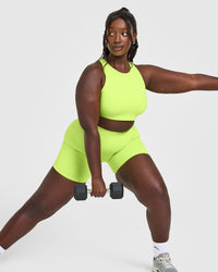 EasyLiftâ„¢ High Neck Sports Bra with White Logo | Citrus Green