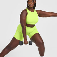 EasyLiftâ„¢ High Neck Sports Bra with White Logo | Citrus Green