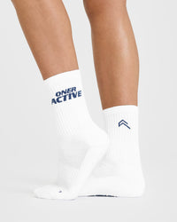 Oner Active Crew Socks 1 Pack | Shadow Blue/White