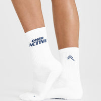 Oner Active Crew Socks 1 Pack | Shadow Blue/White