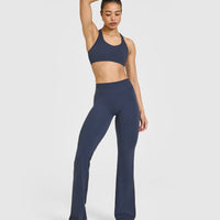 SoftMotionâ„¢ Sports Bra with White Logo | True Blue