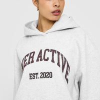 Foundations Oversized Hoodie With Large Printed Graphic | Light Grey Marl