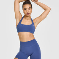 EasyLiftâ„¢ Halter Bralette with White Logo | Shadow Blue