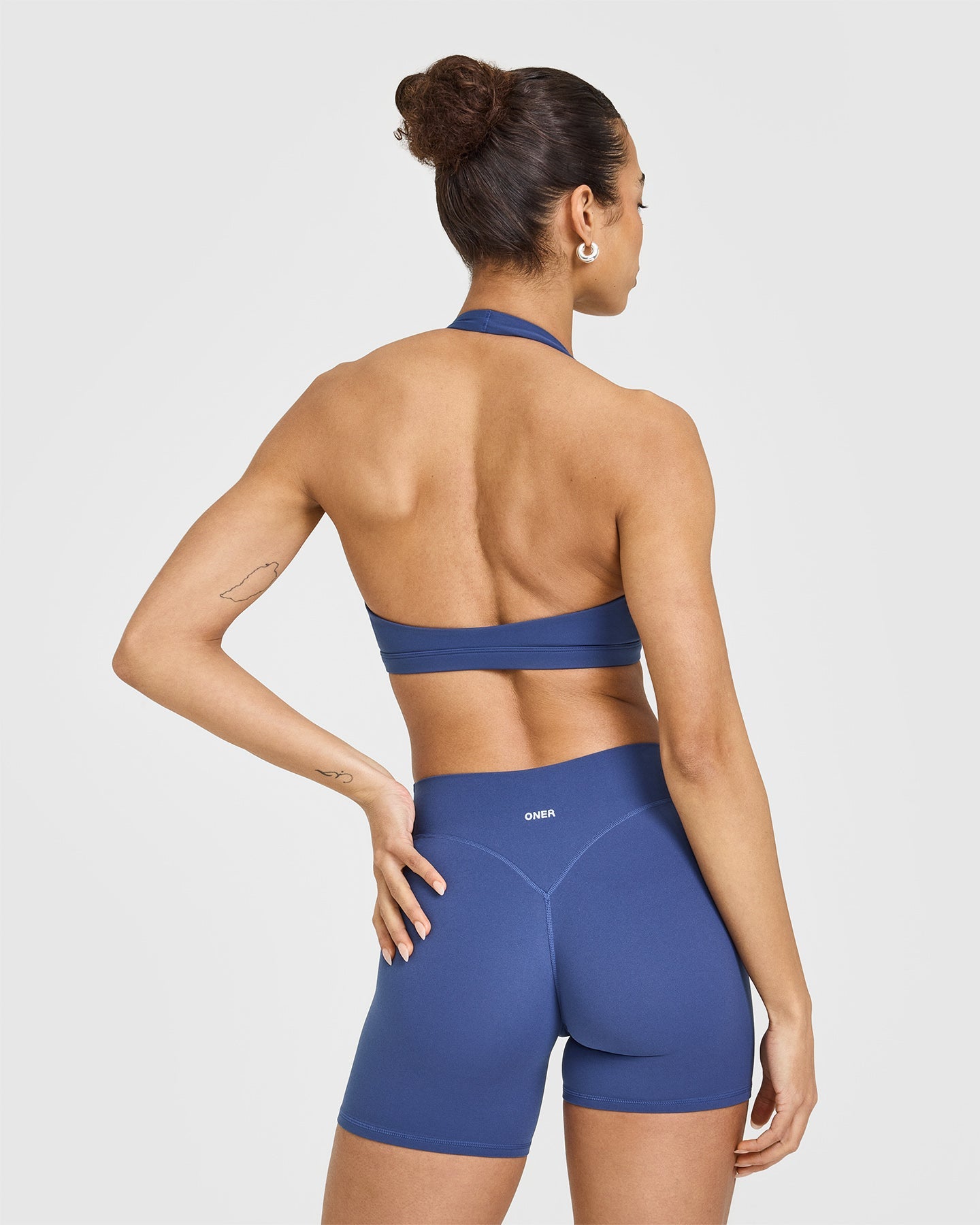 EasyLiftâ„¢ Halter Bralette with White Logo | Shadow Blue