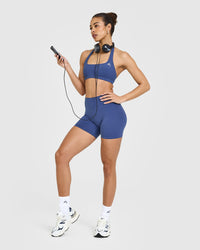 EasyLiftâ„¢ Halter Bralette with White Logo | Shadow Blue