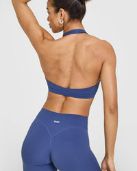 EasyLiftâ„¢ Halter Bralette with White Logo | Shadow Blue